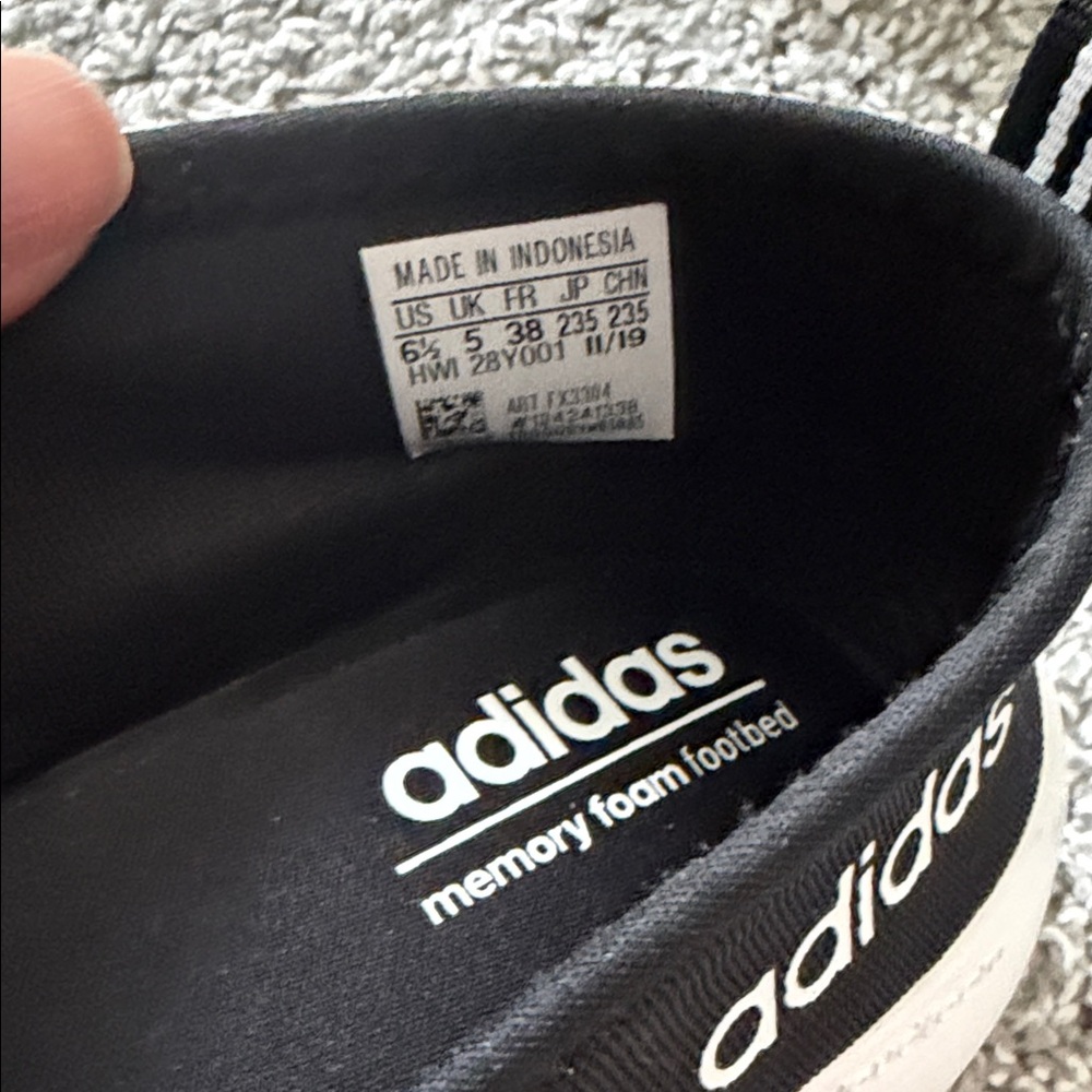New! Women Adidas Black and White Slip-On Sneakers - Picture 2 of 5